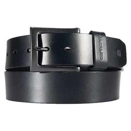 Carhartt Box Buckle Belt, Black, Full Grain Bridle Leather, 54 in Length, 1 1/2 in Width MPN:A000551000117