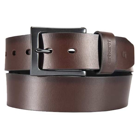 Carhartt Box Buckle Belt, Brown, Full Grain Bridle Leather, 54 in Length, 1 1/2 in Width MPN:A000551020117