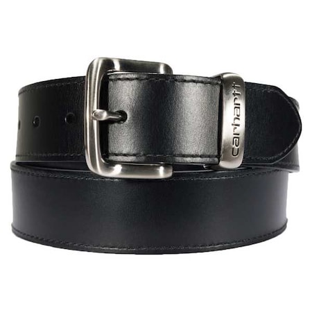 Carhartt Debossed Metal Keeper Belt, Black, Full Grain Bridle Leather, 50 in Length, 1 1/2 in Width MPN:A000551100115