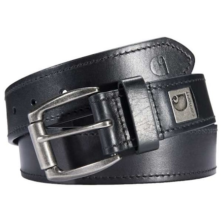 Carhartt Roller Buckle Belt, Black, Full Grain Bridle Leather, 46 in Length, 1 1/2 in Width MPN:A000556200113