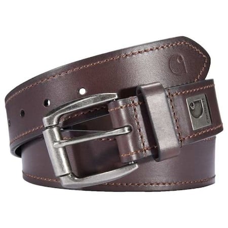 Carhartt Roller Buckle Belt, Brown, Full Grain Bridle Leather, 38 in Length, 1 1/2 in Width MPN:A000556220109