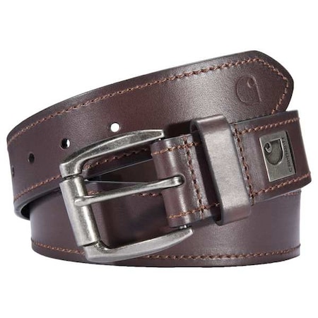 Carhartt Roller Buckle Belt, Brown, Full Grain Bridle Leather, 50 in Length, 1 1/2 in Width MPN:A000556220115