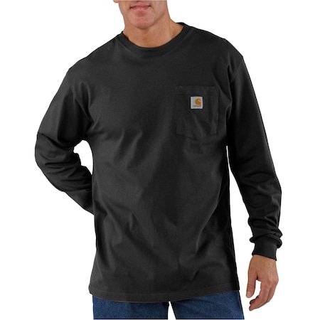 Men's Dearborn Long Sleeve Pocket T-Shirt, 100% Cotton, 6.75oz, Black, S MPN:K126-BLK
