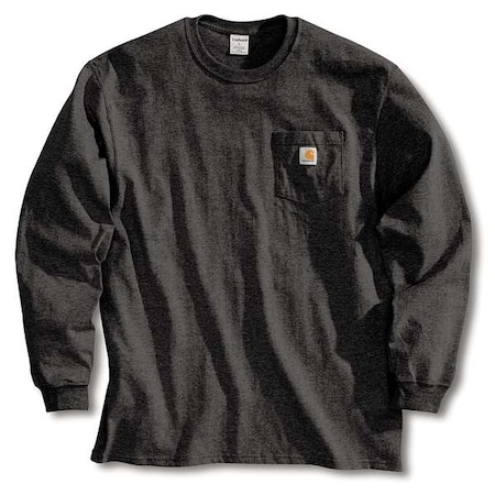 Men's Long Sleeve Pocket T-Shirt, Cotton, Pullover, 1 Pocket(s), Black, 2XL MPN:K126-BLK XXL TLL