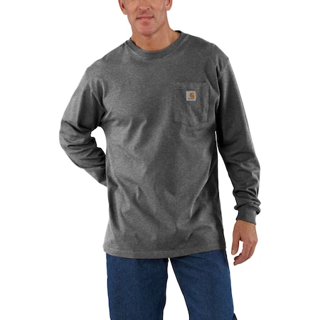 Men's Dearborn Long Sleeve Pocket T-Shirt, 60% Cotton/40% Polyester, 6.75oz, Carbon Heather, S MPN:K126-CRH