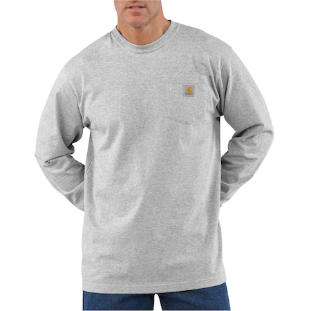 Men's Dearborn Long Sleeve Pocket T-Shirt, 60% Cotton/40% Polyester, 6.75oz, Heather Gray, 4XL MPN:K126-HGY