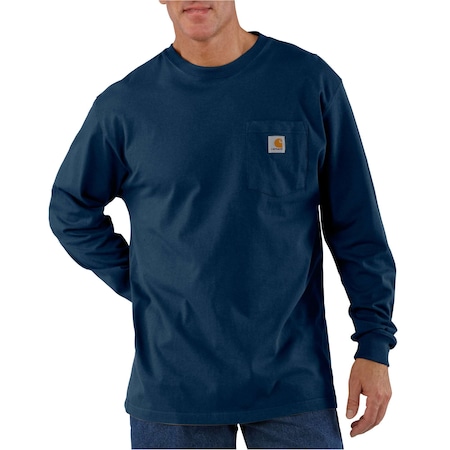 Men's Dearborn Long Sleeve Pocket T-Shirt, 100% Cotton, 6.75oz, Navy, 3XL Tall MPN:K126-NVY