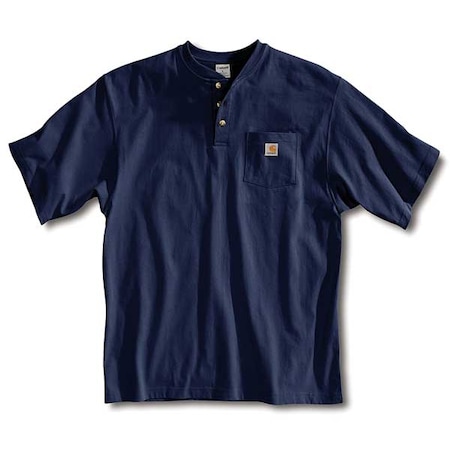 Men's Short Sleeve Henley, Cotton, Pullover/Button, 1 Pocket(s), Navy, L MPN:K84-NVY LRG REG