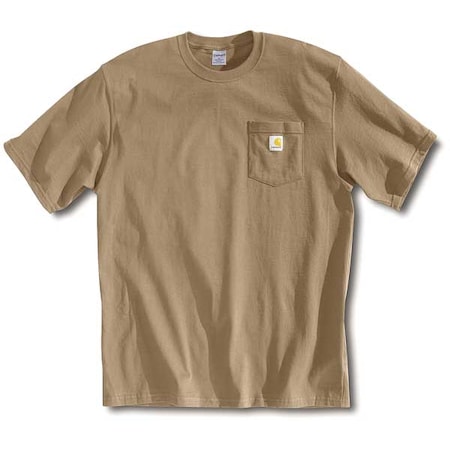 Men's T-Shirt, 100% Cotton, Pullover, 1 Pocket(s), Tan, L MPN:K87-DES LRG TLL