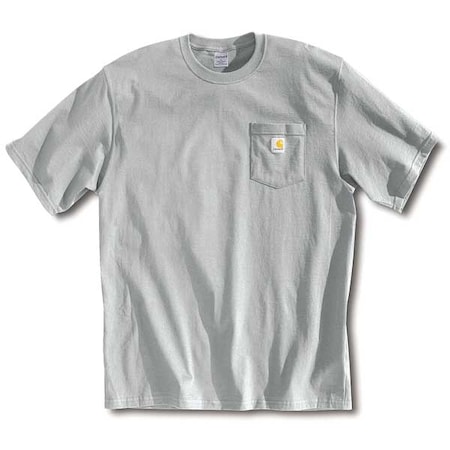 Men's T-Shirt, 100% Cotton, Pullover, 1 Pocket(s), Gray, 3XL MPN:K87-HGY 3XL REG