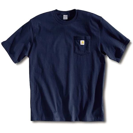 Men's T-Shirt, 100% Cotton, Pullover, 1 Pocket(s), Navy, 2XL MPN:K87-NVY XXL REG