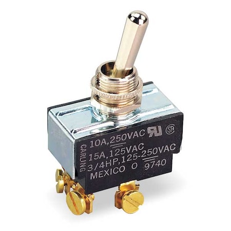 Toggle Switch, DPST, 4 Connections, On/Off, 3/4 hp, 10A at 250V AC, 15A at 125V AC MPN:2GK54-73
