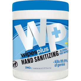 WipesPlus® Hand Sanitizing Alcohol Free Wipes Lemon Scent 240 Wipes/Canister 33803