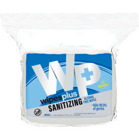 WipesPlus® Hand Sanitizing Alcohol Free Wipes Lemon Scent 800 Wipes/Bag 37302