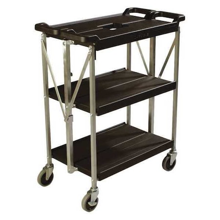 Fold N Go Cart 15 in x 21 in - Black, Polyethylene, 350 lb Load Capacity, 3 Shelves, 29-1/2 in L MPN:SBC152103