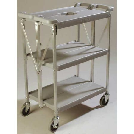 Fold N Go Cart 15 in x 21 in - Gray, Polyethylene, 350 lb Load Capacity, 3 Shelves, 29-1/2 in L MPN:SBC152123