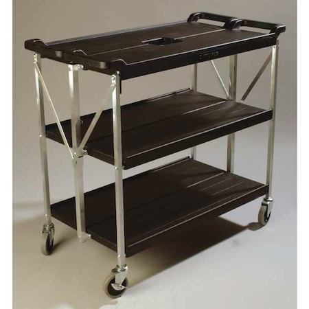 Fold N Go Cart 20 in x 31 in - Black, Polyethylene, 350 lb Load Capacity, 3 Shelves, 40 in L MPN:SBC203103