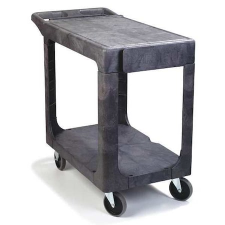 Flat Shelf Utility Cart, 40inx19in, Gray, Polypropylene, 500 lb Load Capacity, 2 Shelves, 40.38 in L MPN:UC194023
