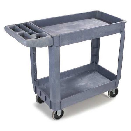 Polypropylene, Small Bin Top Utility Cart, Gray, 33-1/2 in H x 17-1/4 in W, 2 Shelves, Gray MPN:UC401823