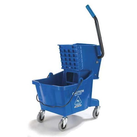 Mop Bucket, Side Press Wringer, 26qt, Blue MPN:3690814