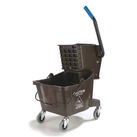 Mop Bucket, Side Press Wringer, 26qt, Brown MPN:3690869