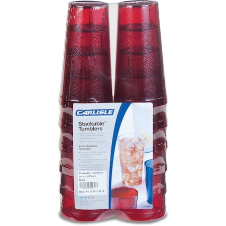 SAN Tumbler, 20 oz., 12/Pack, Ruby, PK6 MPN:5220-8210