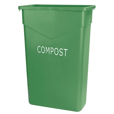 23 gal. LLDPE Rectangular Trash Can, Green MPN:342023CMP09
