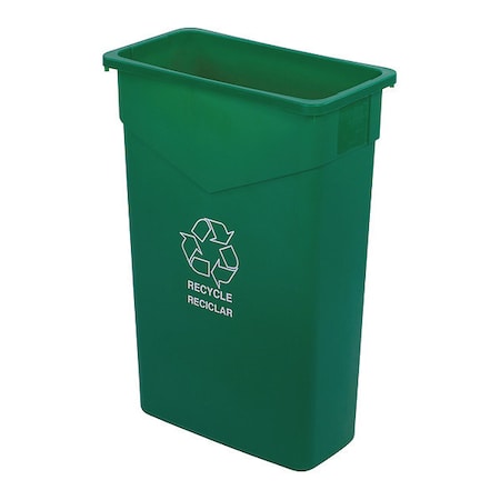 23 gal Rectangular Recycling Bin, Open Top, Green, Polyethylene (LLDPE), 1 Openings MPN:342023REC09