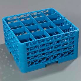 Carlisle RG16-414 - Opticlean™ 16 Compartment Glass Rack W/ 4 Extenders Blue RG16-414 - Pkg Qty 2