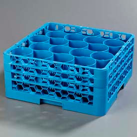 Carlisle RW20-214 - Opticlean Newave 20-Compartment Glass Rack W/ 3 Extenders Carlisle Blue RW20-214 - Pkg Qty 2