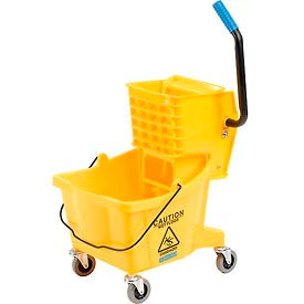 Carlisle Commercial Mop Bucket with Side-Press Wringer 26 Quart Yellow - 3690804 3690804