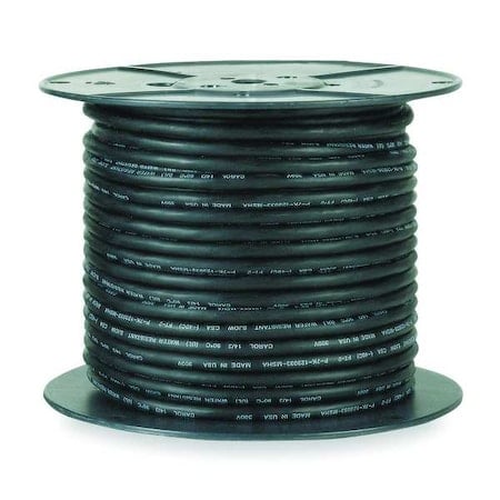 Portable Cord, SJOOW, 18 AWG, 2 C, Black, Rubber, Stranded, 300V, Indoor/Outdoor, 25 ft MPN:01310