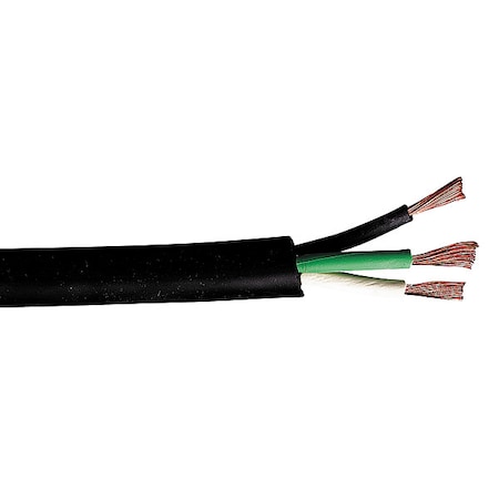 Portable Cord, SOOW, 18 AWG, 3 C, Black, Rubber, Stranded, 600V, Indoor/Outdoor, 25 ft MPN:02769