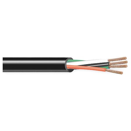 Portable Cord, SOOW, 18 AWG, 4 C, Black, Rubber, Stranded, 600V, Indoor/Outdoor, 100 ft MPN:02770