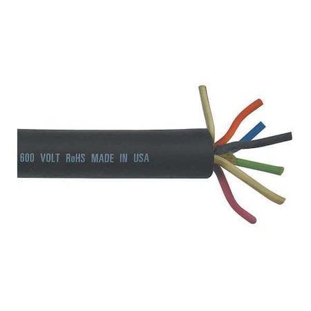 Portable Cord, SOOW, 14 AWG, 7 C, Black, EPDM Rubber, Stranded, 600V, Indoor/Outdoor, 250 ft MPN:09407.35.01