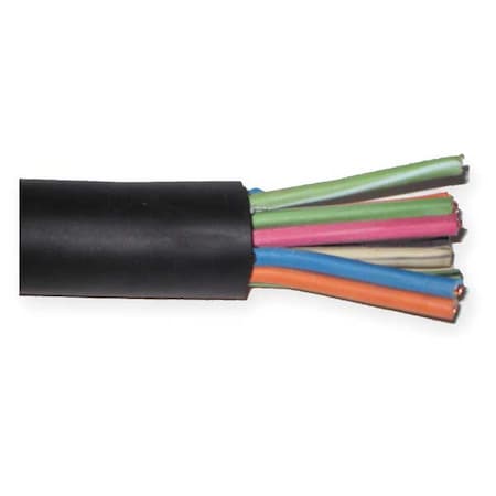 Portable Cord, SOOW, 16 AWG, 10 C, Black, Rubber, Stranded, 600V, Indoor/Outdoor, 100 ft MPN:09610