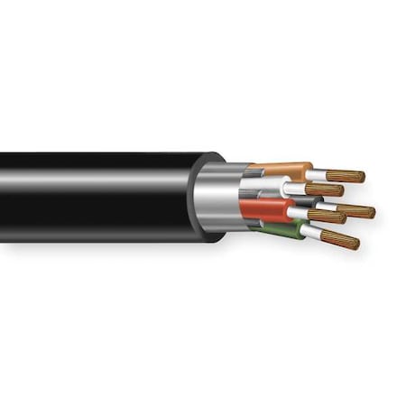 Portable Cord, SOOW, 18 AWG, 5 C, Black, Rubber, Stranded, 600V, Indoor/Outdoor, 25 ft MPN:09805