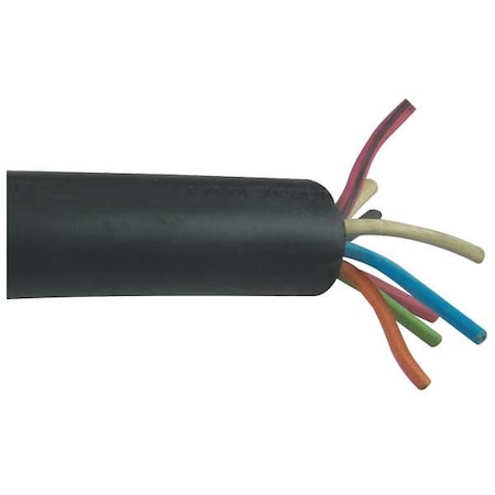 Portable Cord, SOOW, 18 AWG, 8 C, Black, Rubber, Stranded, 600V, Indoor/Outdoor, 50 ft MPN:09808