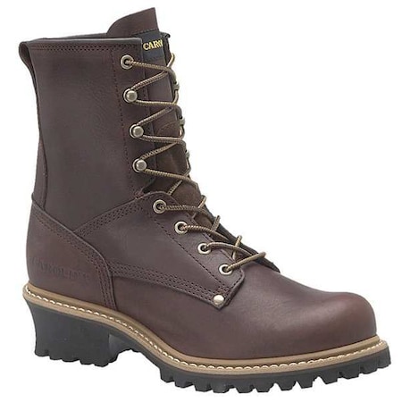 Men's Logger Boot, 9 1/2 D, Steel Toe, 8 in H, Brown, 1821 MPN:1821