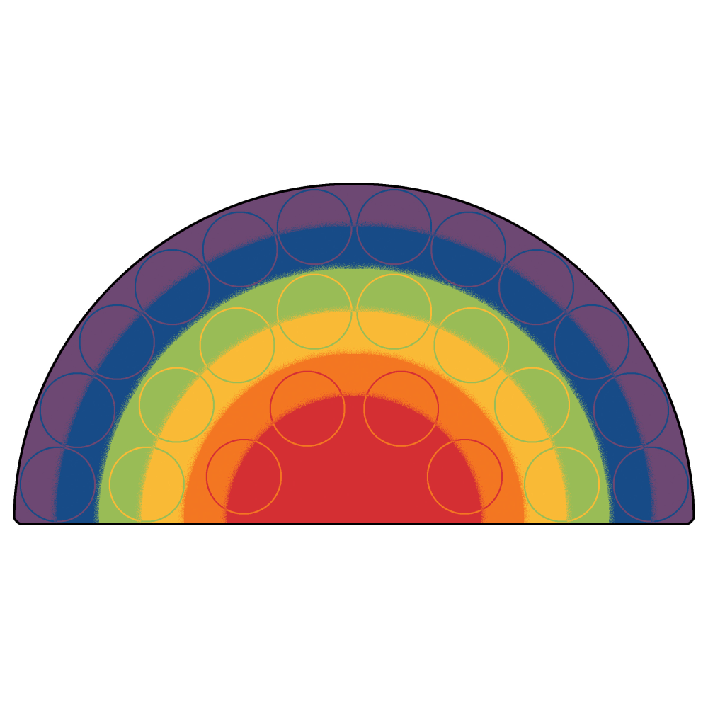 Carpets For Kids Premium Collection 24 Seats Rainbow Rows Seating Semi-Circle Rug, 6', Blue MPN:1262