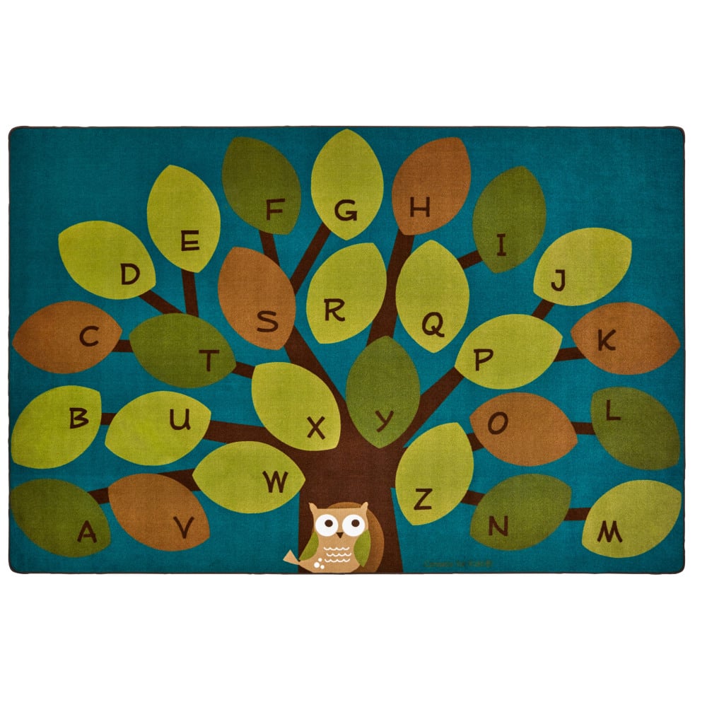 Carpets for Kids Premium Collection Owl-Phabet Learning Tree Rug, 6ft x 9ft, Blue MPN:20726
