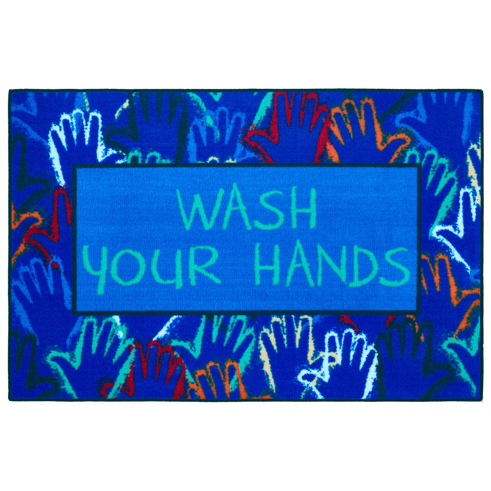 Carpets for Kids KID$Value Rugs Wash Your Hands Rug, 3ft x 4 1/2ft, Blue MPN:37.04