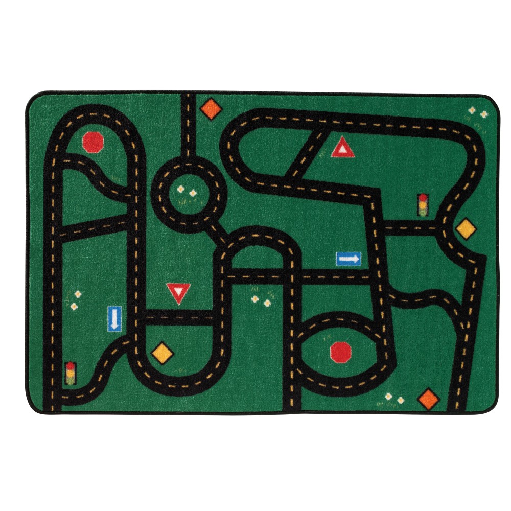 Carpets for Kids KID$Value Rugs Go-Go Driving Activity Rug, 4ft x 6ft, Green MPN:48.22