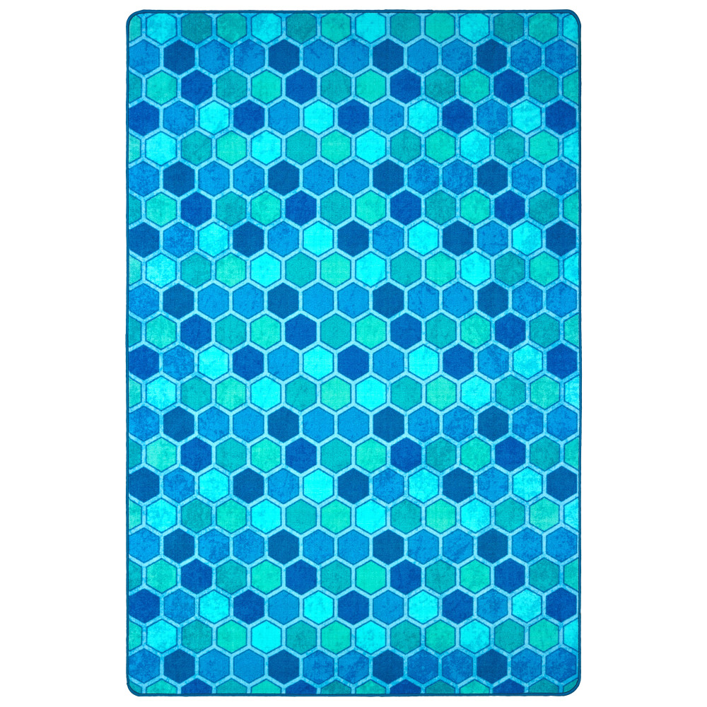 Carpets for Kids Pixel Perfect Collection Honeycomb Pattern Activity Rug, 6ft x 9ft, Blue MPN:61916