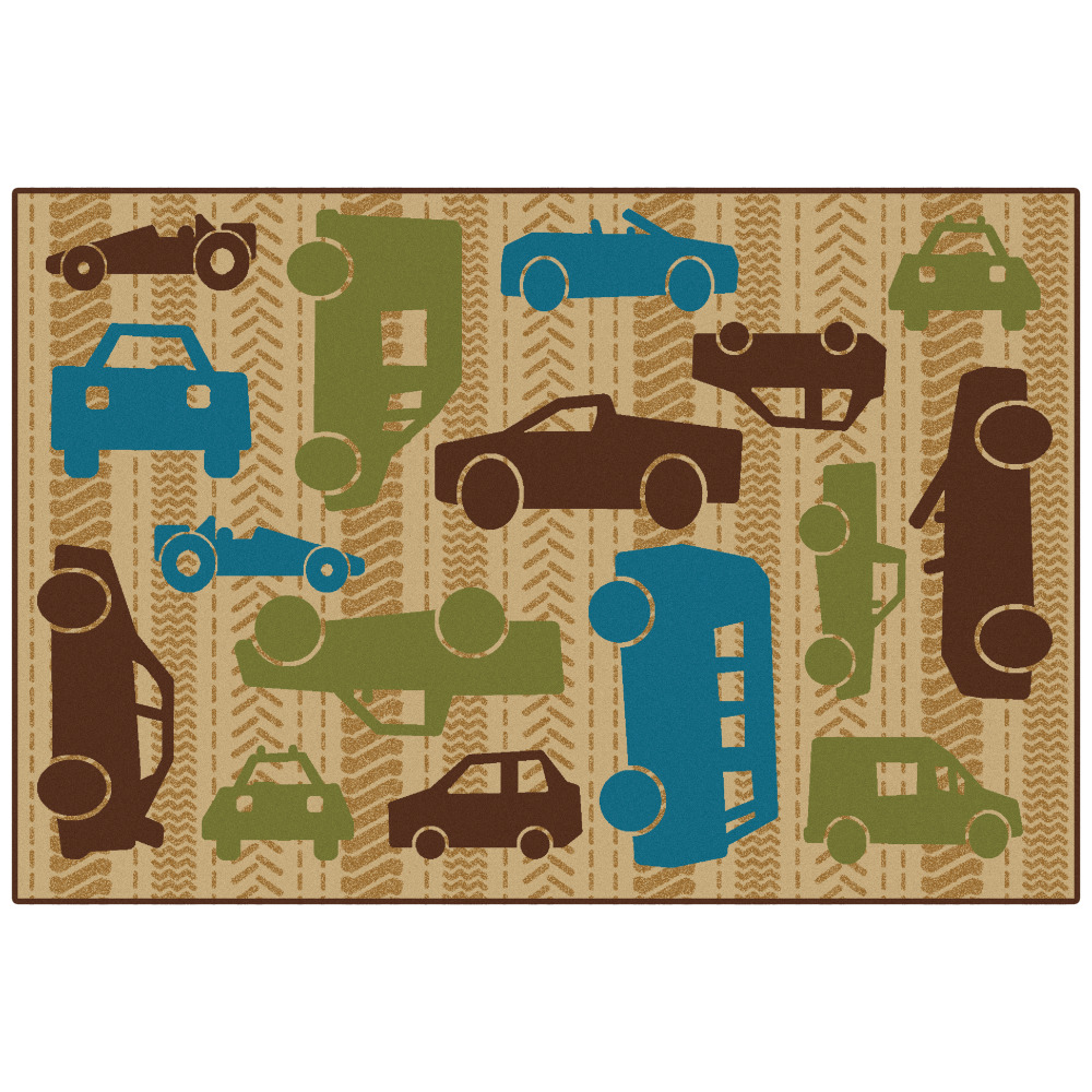 Carpets for Kids KID$Value PLUS All Autos Activity Rug, 6ft x 9ft, Brown MPN:73.45