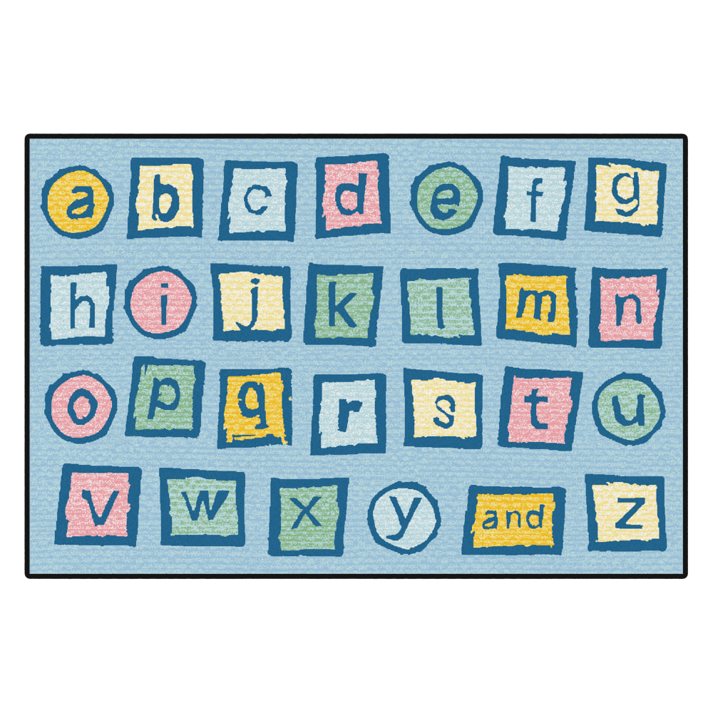 Carpets for Kids KID$Value PLUS Alphabet Blocks Activity Rug, 6ft x 9ft, Light Blue MPN:73.49