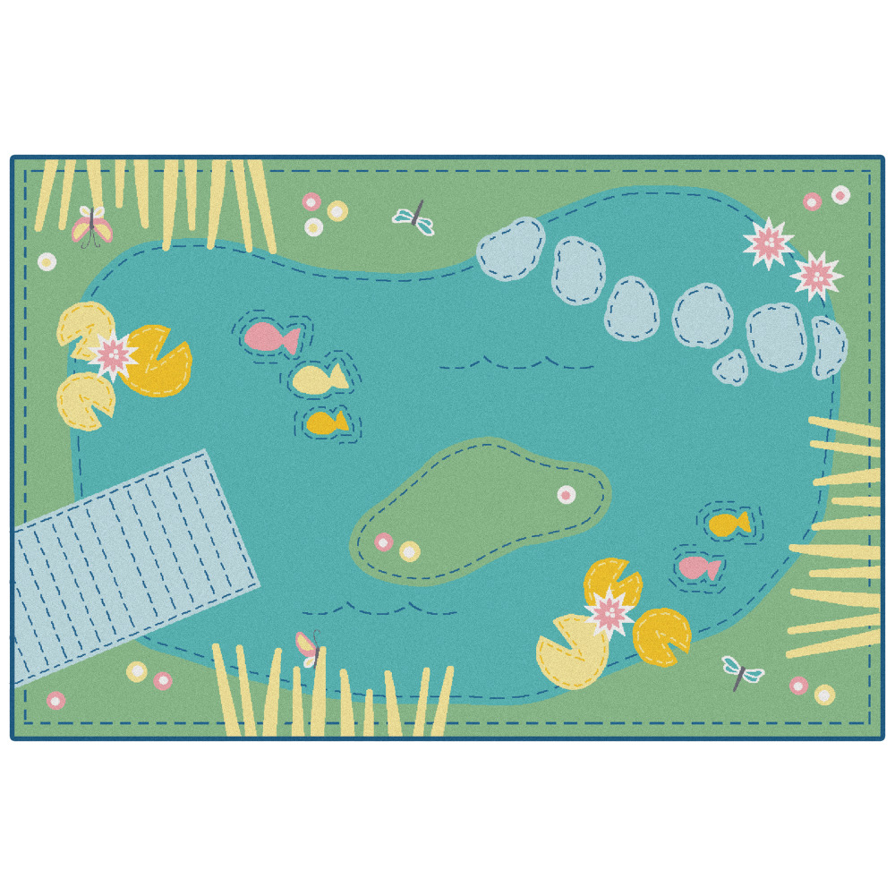 Carpets for Kids KID$Value PLUS Tranquil Pond Activity Rug, 6ft x 9ft, Green MPN:73.68