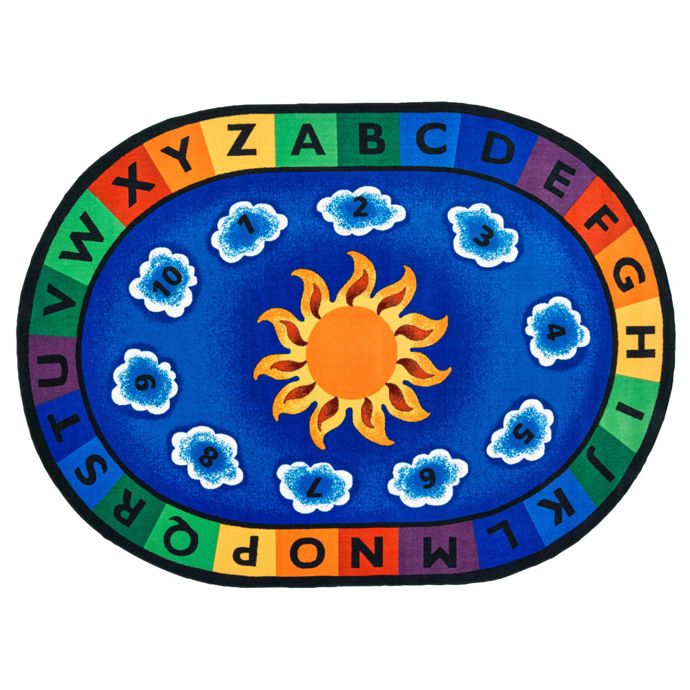 Carpets For Kids Premium Collection Sunny Day Learn & Play Classroom Rug, 6ft9in x 9ft5in, Multicolor MPN:9495