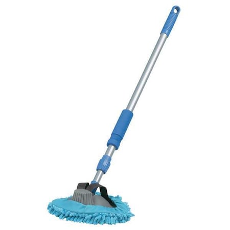 String Car Wash Mop, 17 oz Dry Wt, Screw On Connection, Looped-End, Blue, Microfiber MPN:93210