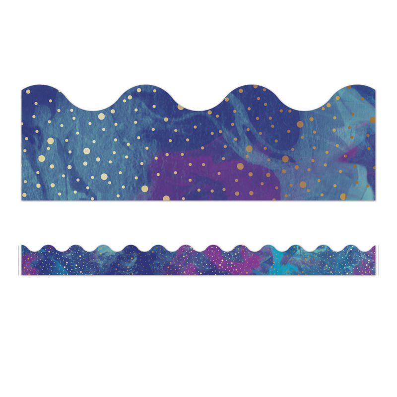 Carson-Dellosa Galaxy Scalloped Bulletin Board Borders, 3ft x 2-1/4in, Pack Of 13 Strips MPN:108380